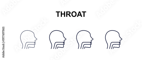 throat multi-style outline icon set - people concept. Thin line, regular, filled, colored throat icon