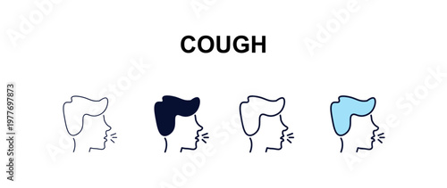 cough multi-style outline icon set - people concept. Thin line, regular, filled, colored cough icon