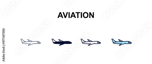 Fotografía aviation multi-style outline icon set - people concept