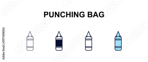 punching bag multi-style outline icon set - health and medical concept. Thin line, regular, filled, colored punching bag icon