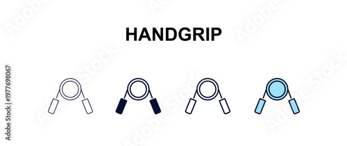 handgrip multi-style outline icon set - health and medical concept. Thin line, regular, filled, colored handgrip icon