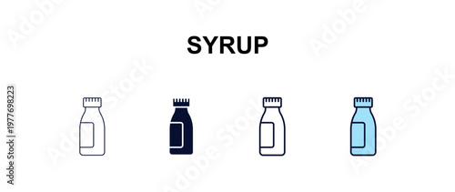 syrup multi-style outline icon set - health and medical concept. Thin line, regular, filled, colored syrup icon