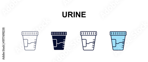 urine multi-style outline icon set - health and medical concept. Thin line, regular, filled, colored urine icon
