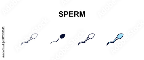 sperm multi-style outline icon set - health and medical concept. Thin line, regular, filled, colored sperm icon