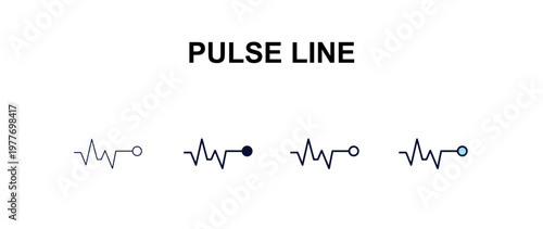 pulse line multi-style outline icon set - medical concept. Thin line, regular, filled, colored pulse line icon
