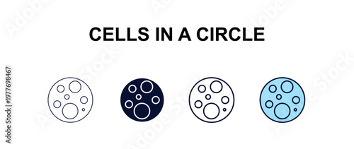 cells in a circle multi-style outline icon set - medical concept. Thin line, regular, filled, colored cells in a circle icon
