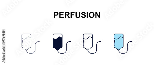perfusion multi-style outline icon set - medical concept. Thin line, regular, filled, colored perfusion icon