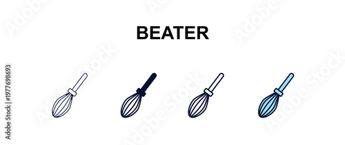 beater multi-style outline icon set - kitchen concept. Thin line, regular, filled, colored beater icon