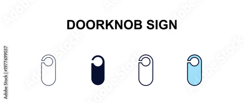 doorknob sign multi-style outline icon set - hotel concept. Thin line, regular, filled, colored doorknob sign icon