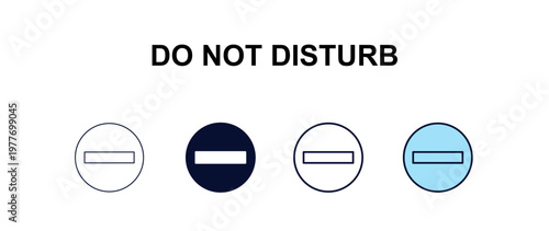 do not disturb multi-style outline icon set - hotel concept. Thin line, regular, filled, colored do not disturb icon