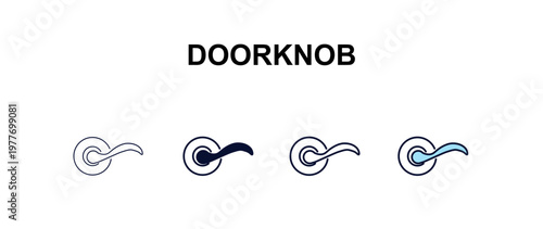 doorknob multi-style outline icon set - hotel concept. Thin line, regular, filled, colored doorknob icon