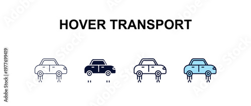 hover transport multi-style outline icon set - ai and tech concept. Thin line, regular, filled, colored hover transport icon