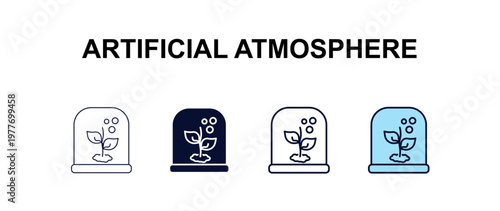 artificial atmosphere multi-style outline icon set - ai and tech concept. Thin line, regular, filled, colored artificial atmosphere icon