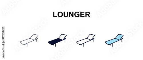 lounger  multi-style outline icon set - furniture concept. Thin line, regular, filled, colored lounger  icon