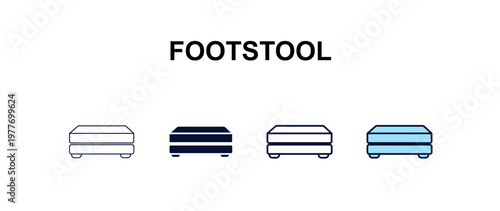footstool  multi-style outline icon set - furniture concept. Thin line, regular, filled, colored footstool  icon
