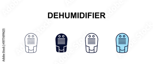 dehumidifier  multi-style outline icon set - furniture concept. Thin line, regular, filled, colored dehumidifier  icon