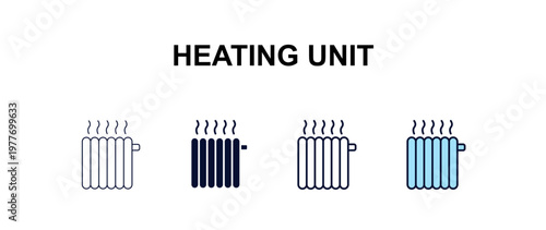 heating unit  multi-style outline icon set - furniture concept. Thin line, regular, filled, colored heating unit  icon