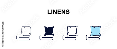 linens  multi-style outline icon set - furniture concept. Thin line, regular, filled, colored linens  icon