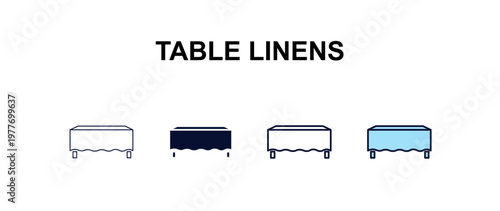 table linens  multi-style outline icon set - furniture concept. Thin line, regular, filled, colored table linens  icon
