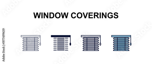 window coverings  multi-style outline icon set - furniture concept. Thin line, regular, filled, colored window coverings  icon