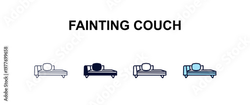 fainting couch  multi-style outline icon set - furniture concept. Thin line, regular, filled, colored fainting couch  icon