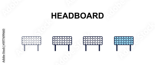 headboard  multi-style outline icon set - furniture concept. Thin line, regular, filled, colored headboard  icon