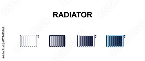 radiator  multi-style outline icon set - furniture concept. Thin line, regular, filled, colored radiator  icon