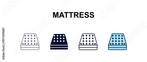 mattress  multi-style outline icon set - furniture concept. Thin line, regular, filled, colored mattress  icon