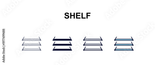 shelf  multi-style outline icon set - furniture concept. Thin line, regular, filled, colored shelf  icon