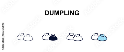 dumpling  multi-style outline icon set - food concept. Thin line, regular, filled, colored dumpling  icon