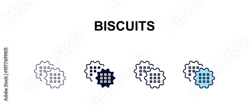 biscuits  multi-style outline icon set - food concept. Thin line, regular, filled, colored biscuits  icon