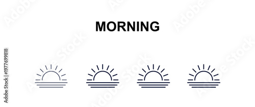 morning  multi-style outline icon set - food concept. Thin line, regular, filled, colored morning  icon