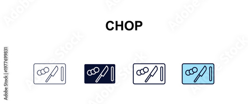 chop  multi-style outline icon set - food concept. Thin line, regular, filled, colored chop  icon
