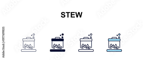 stew  multi-style outline icon set - food concept. Thin line, regular, filled, colored stew  icon