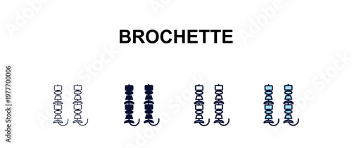 brochette  multi-style outline icon set - food concept. Thin line, regular, filled, colored brochette  icon