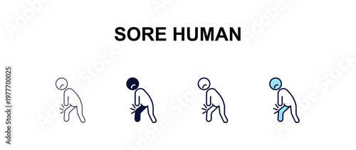 sore human multi-style outline icon set - feelings concept. Thin line, regular, filled, colored sore human icon