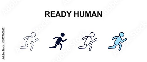 ready human multi-style outline icon set - feelings concept. Thin line, regular, filled, colored ready human icon