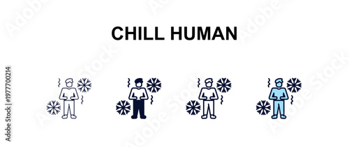 chill human multi-style outline icon set - feelings concept. Thin line, regular, filled, colored chill human icon