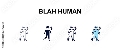 blah human multi-style outline icon set - feelings concept. Thin line, regular, filled, colored blah human icon
