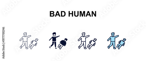 bad human multi-style outline icon set - feelings concept. Thin line, regular, filled, colored bad human icon