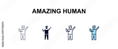 amazing human multi-style outline icon set - feelings concept. Thin line, regular, filled, colored amazing human icon