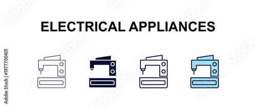 electrical appliances multi-style outline icon set - fashion concept. Thin line, regular, filled, colored electrical appliances icon