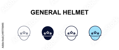 general helmet multi-style outline icon set - fashion concept. Thin line, regular, filled, colored general helmet icon