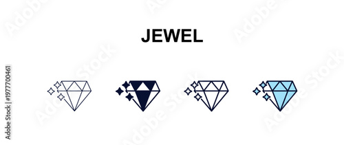 jewel multi-style outline icon set - fashion concept. Thin line, regular, filled, colored jewel icon