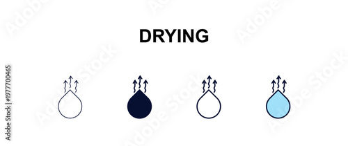 drying multi-style outline icon set - fashion concept. Thin line, regular, filled, colored drying icon