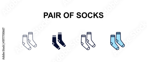 pair of socks multi-style outline icon set - fashion concept. Thin line, regular, filled, colored pair of socks icon