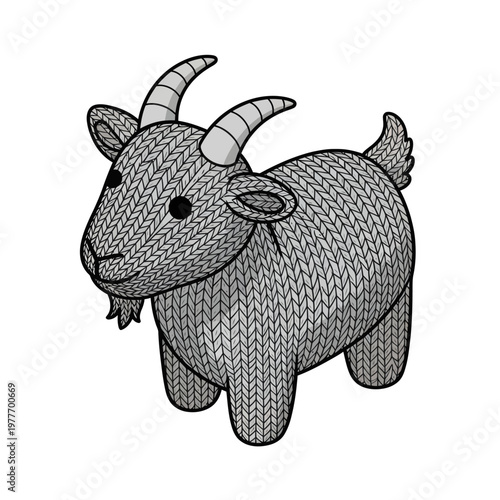 Knitted Goat Illustration - A Charming and Cozy Animal Design.