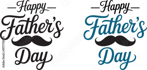 Happy father's day typography two colorful and elegant designs
