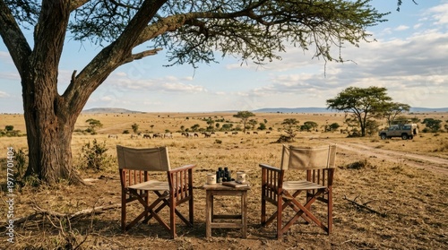 African lodge nestled in scenic nature, offering a tranquil travel experience and safari retreat.