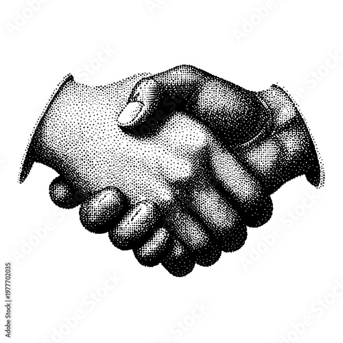 Hands shake to show agreement and partnership in a simple design style
